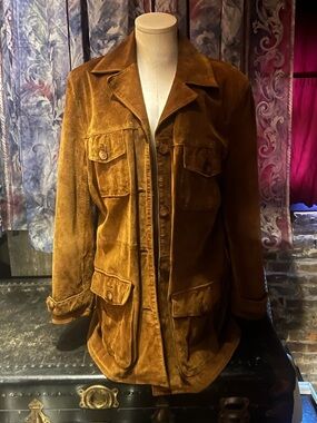 Vintage Suede Pocket Jacket in Rich Cognac